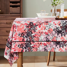 方桌布欧式田园餐桌布水墨月光花棉麻桌布