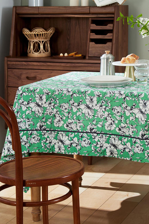 方桌布欧式田园餐桌布水绿玛格特亚麻桌布 商品图1