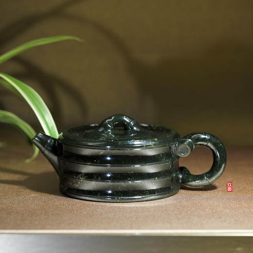 和田玉（青玉）玉壶--竹节圆壶（宋鸣放6686）135.27g 商品图0