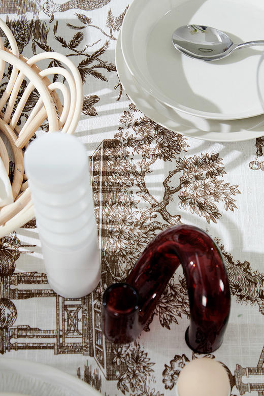 方桌布欧式田园餐桌布白描棉麻桌布 商品图3