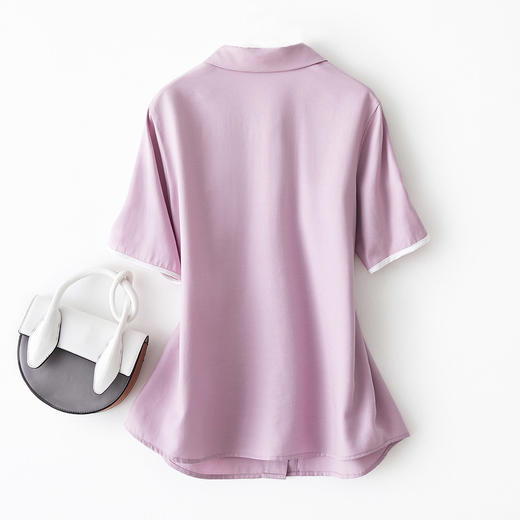 《ihimi#夏季新品》女款时尚简约气质百搭拼接白色清爽衬衫