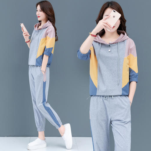 ahm-xln073 夏季新款韩版宽松运动休闲卫衣套装时尚两件套女装潮