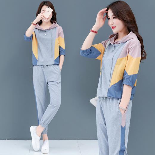 ahm-xln073 夏季新款韩版宽松运动休闲卫衣套装时尚两件套女装潮