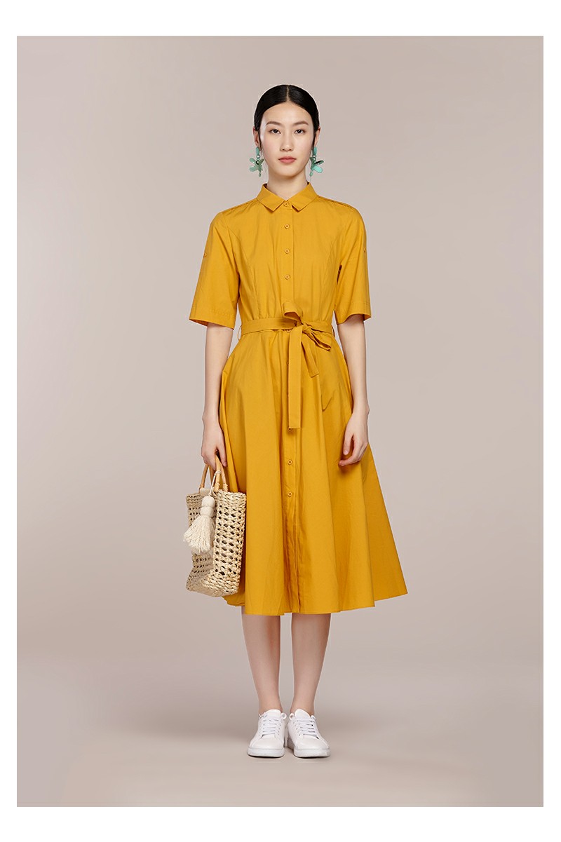 菲姿/feizi 简约衬衫领连衣裙0b474