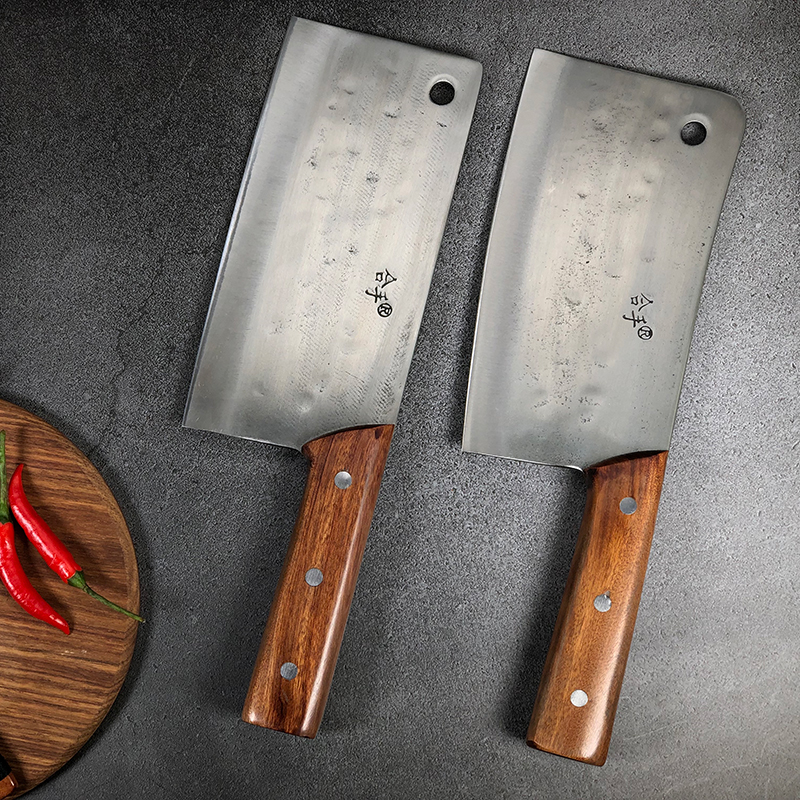 拿铁铁器合手文武双刀 手工锻打 切菜切肉砍鸡剁骨刀