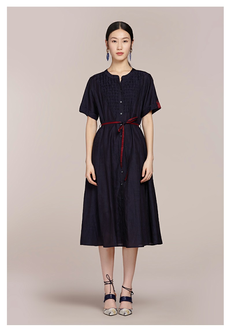 菲姿/feizi v领衬衫式连衣裙0b4h7