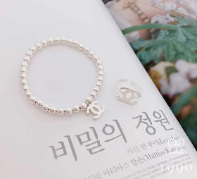 韩国设计师纯银香奈儿开口戒指