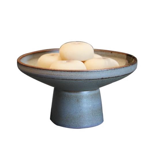 中式陶瓷果盘禅意高脚盘茶点盘坚果盘水果盘客厅茶室摆件