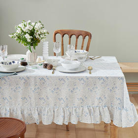 方桌布欧式田园餐桌布粉蓝清新碎花桌布
