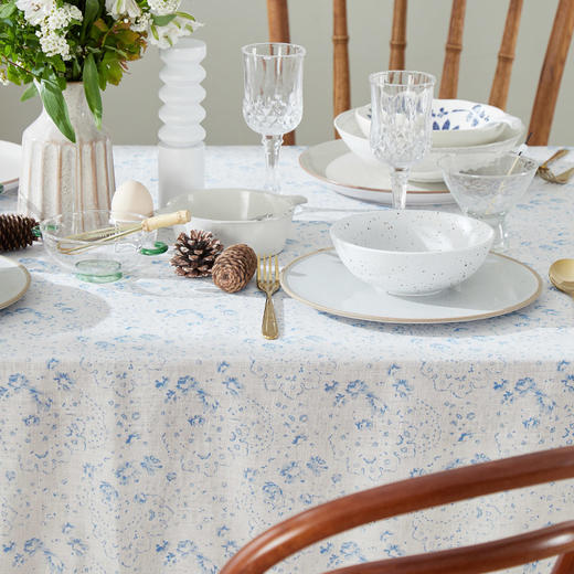 方桌布欧式田园餐桌布粉蓝清新碎花桌布 商品图3