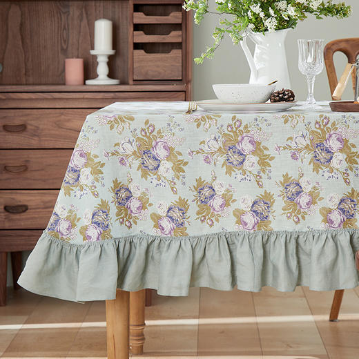 方桌布欧式田园餐桌布法式玫瑰亚麻桌布 商品图2