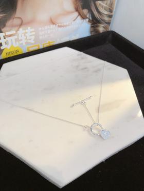 韩国设计师鎏金爱心环扣项链