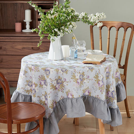 方桌布欧式田园餐桌布法式玫瑰亚麻桌布 商品图1