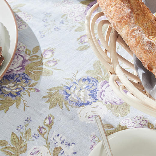 方桌布欧式田园餐桌布法式玫瑰亚麻桌布 商品图4