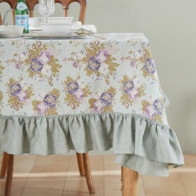 方桌布欧式田园餐桌布法式玫瑰亚麻桌布