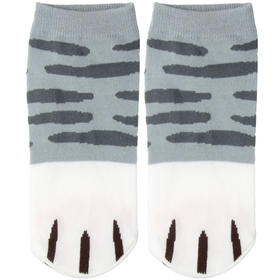 灰色条纹猫爪短袜