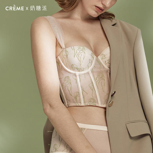 奶糖派大罩杯CremeX奶糖派联名系列人像刺绣胸衣性感半杯聚拢新品 商品图3