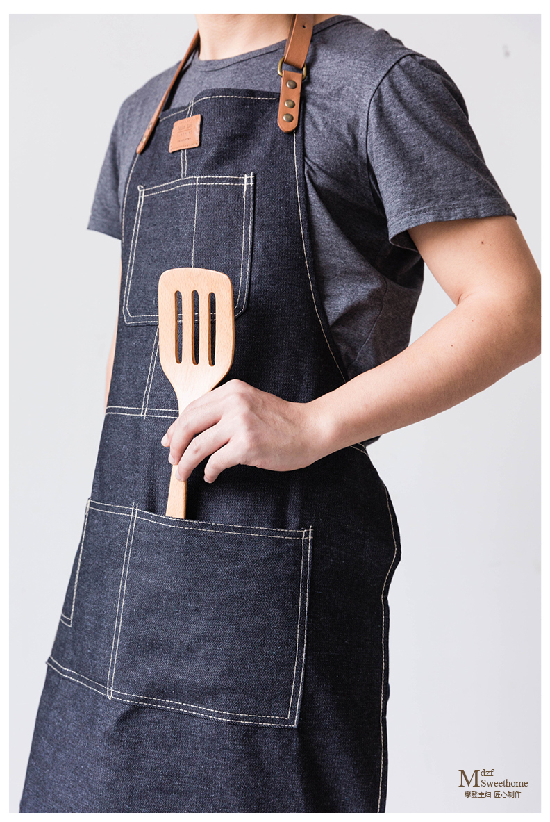摩登主妇棉麻三色女式帆布防污围裙家用厨师围腰围裙厨房工作服