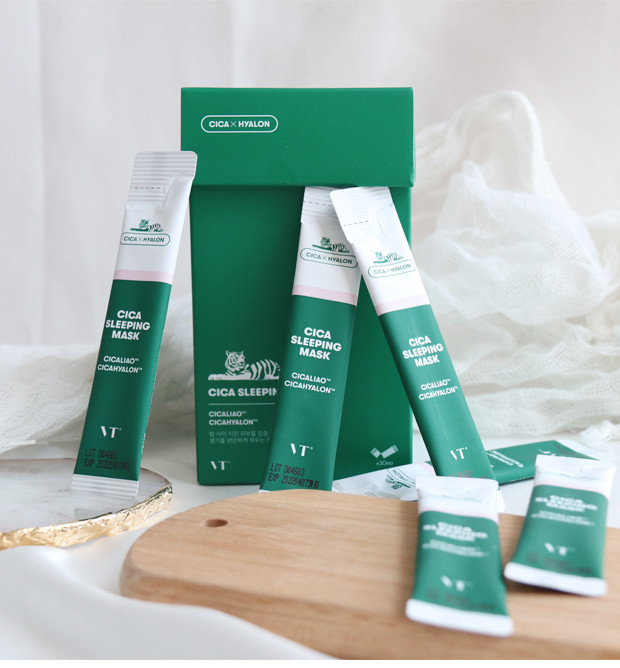 vt睡眠面膜韩国老虎绿水鬼积雪草免洗补水夜间玻尿酸提亮修复 30条