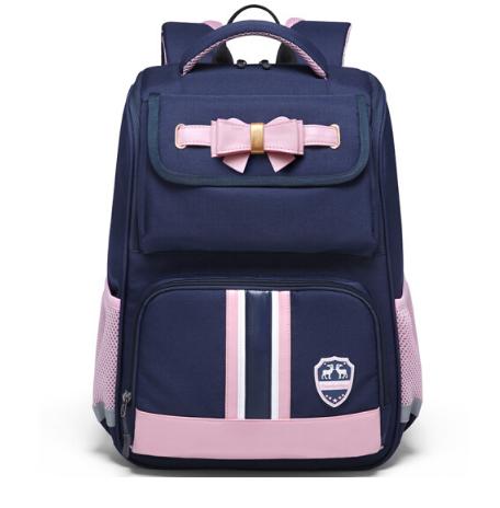 第九城V.NINE 英伦风小学生书包女生1-3-6年级甜美风大容量护脊双肩背包男孩 VD9BV33835J 蓝配粉 商品图0