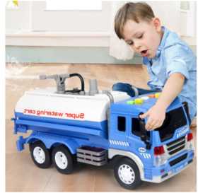 儿童仿真玩具模型车大号可洒水喷水消防云梯车洒水车会唱歌会讲故事的音乐惯性工程车男孩玩具W331A