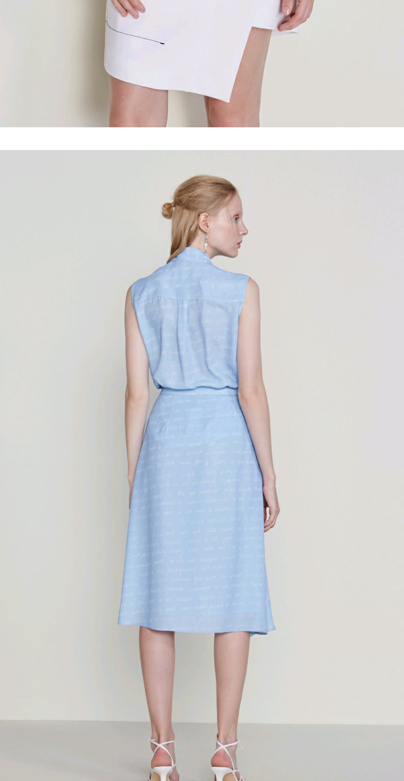 ochirly欧时力2020新款夏装v领绑带字母印花无袖衬衫女1ry2010400