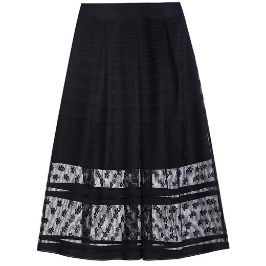 熙世界中长款蕾丝纯色a字裙新款花纹半身裙女装