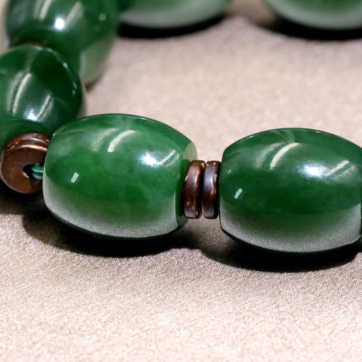 和田玉（碧玉-果绿）玉珠手串/17*15mm/10颗 商品图2
