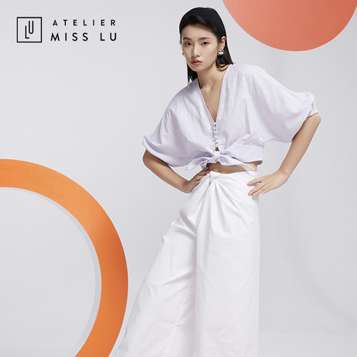 AtelierMissLu—浅熏紫亚麻短上衣/00153 商品图3
