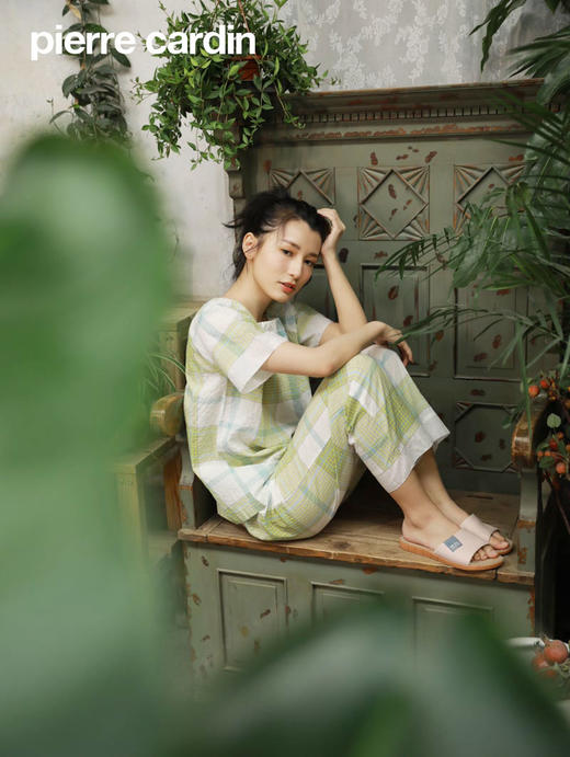 皮尔卡丹线上专供款梦境伊甸园纯棉女式一字领短袖家居服睡衣套装WP240300 商品图1