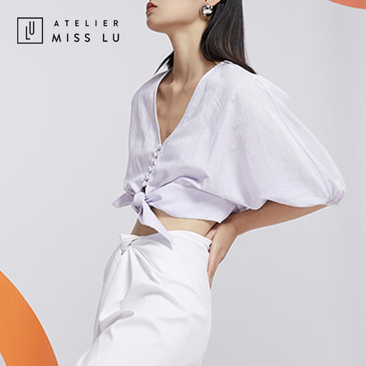 AtelierMissLu—浅熏紫亚麻短上衣/00153 商品图4