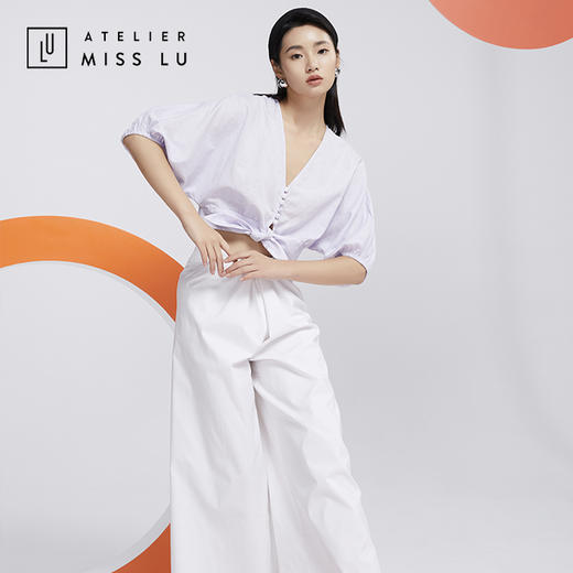 AtelierMissLu—浅熏紫亚麻短上衣/00153 商品图0