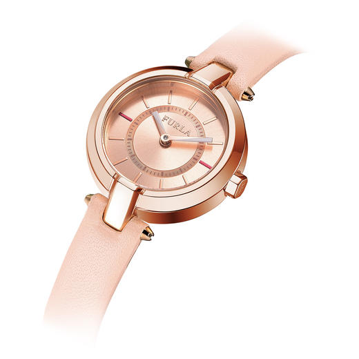 furla/芙拉 linda琳达系列24mm粉色手表牛皮表带石英女士手表