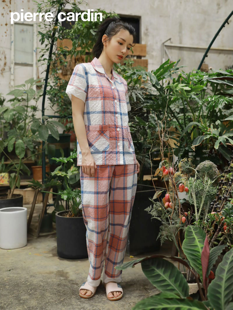 皮尔卡丹线上专供款梦境伊甸园纯棉女式开襟短袖家居服睡衣套装WP240301