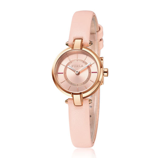 furla/芙拉 linda琳达系列24mm粉色手表牛皮表带石英女士手表