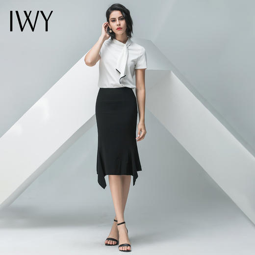 IWY/白色短袖衬衫黑色半裙套装B10236+S10243 商品图10