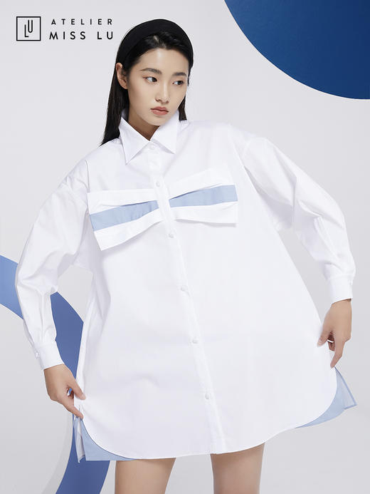 AtelierMissLu—白色蝴蝶结oversize衬衫/00149 商品图4