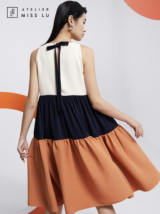 AtelierMissLu—蓝白橘撞色蓬蓬裙/0000603 商品图3