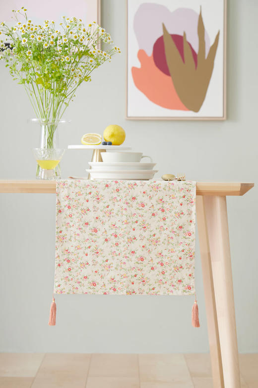 茶几桌旗全棉材质复古碎花条旗茶几旗 商品图1