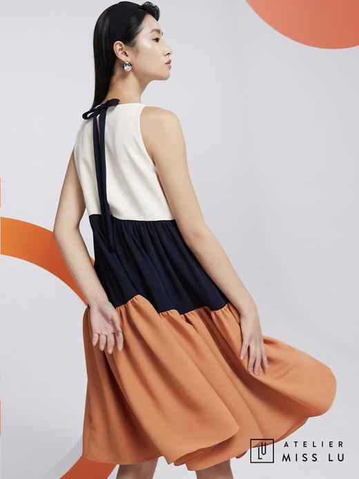 AtelierMissLu—蓝白橘撞色蓬蓬裙/0000603 商品图5