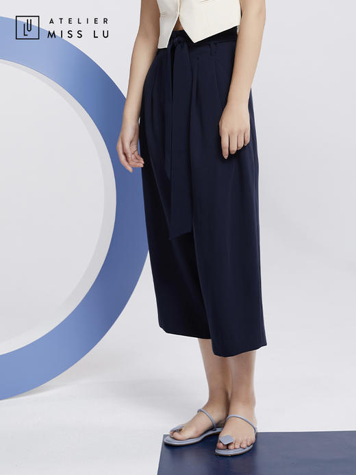AtelierMissLu—藏青系带八分阔腿裤/00075 商品图5