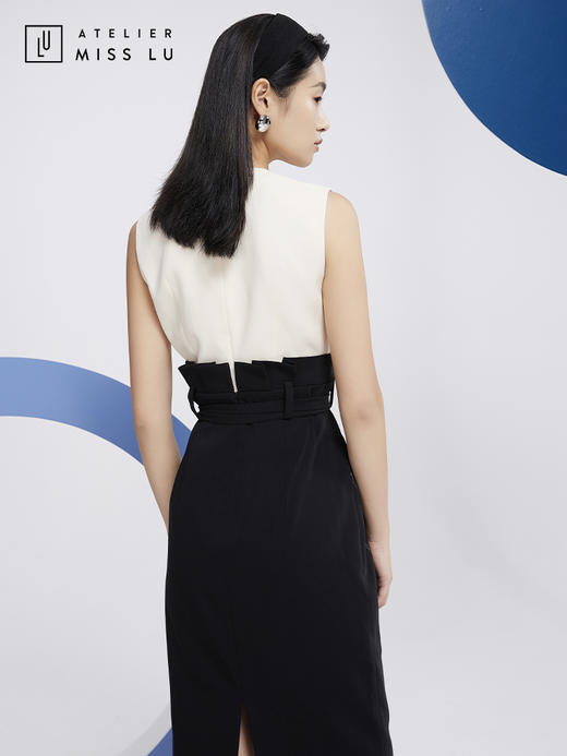 AtelierMissLu—黑白马甲高腰连身裙/0000598 商品图3