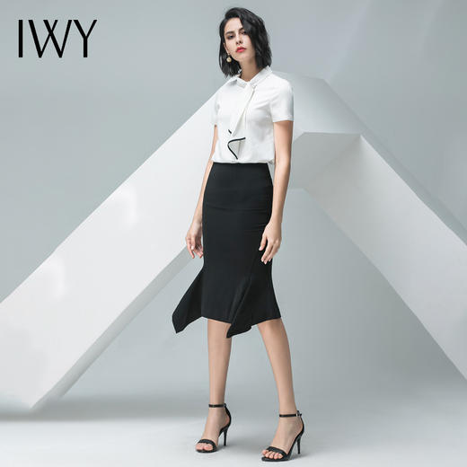 IWY/白色短袖衬衫黑色半裙套装B10236+S10243 商品图11
