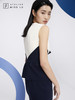 AtelierMissLu—藏青拼白腰结设计感连身裙/0000581 商品缩略图2