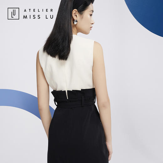 AtelierMissLu—黑白马甲高腰连身裙/0000598 商品图3