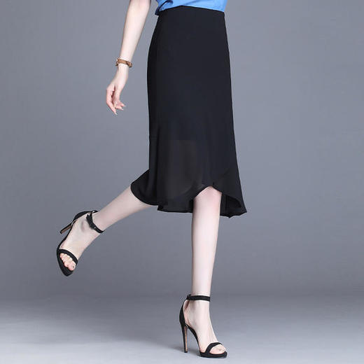 雪纺半身裙薄款a字裙不规则包臀裙 al2053