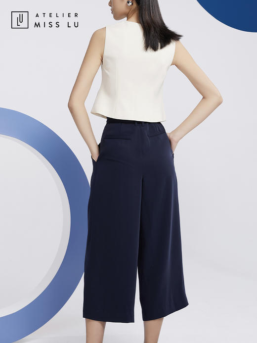 AtelierMissLu—藏青系带八分阔腿裤/00075 商品图3