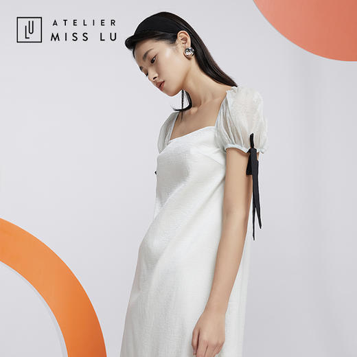 AtelierMissLu—薄荷绿造型袖连身裙/0000609 商品图5