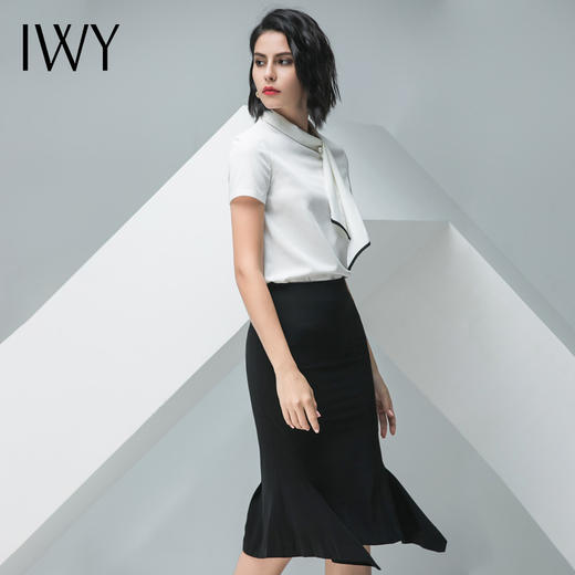 IWY/白色短袖衬衫黑色半裙套装B10236+S10243 商品图6