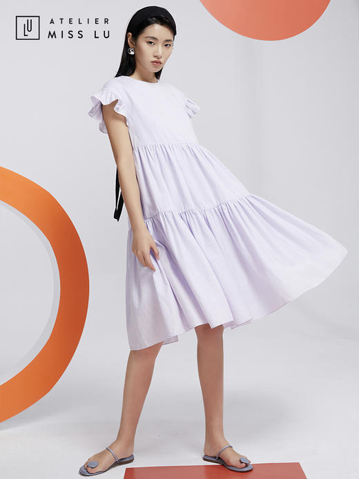 AtelierMissLu—浅熏紫荷花袖蛋糕裙/0000615 商品图0